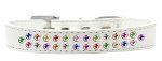 Two Row Confetti Crystal (Color/Size: Size 14 White Dog Collar)