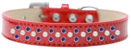 Sprinkles Ice Cream Dog Collar Pearl and Blue Crystals