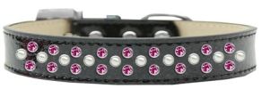 Sprinkles Ice Cream Dog Collar Pearl and Bright Pink Crystals