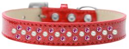 Sprinkles Ice Cream Dog Collar Pearl and Bright Pink Crystals