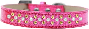 Sprinkles Ice Cream Dog Collar Pearl and Yellow Crystals
