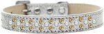 Sprinkles Ice Cream Dog Collar Pearl and Yellow Crystals (Color/Size: Size 16 Silver)