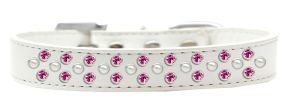 Sprinkles Dog Collar Pearl and Bright Pink Crystals