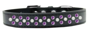 Sprinkles Dog Collar Pearl and Purple Crystals