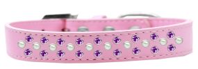 Sprinkles Dog Collar Pearl and Purple Crystals