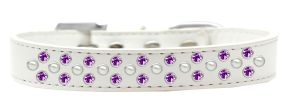 Sprinkles Dog Collar Pearl and Purple Crystals