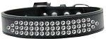 Three Row Clear Crystal Dog Collar (Color/Size: Black Size 12)