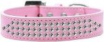 Three Row Clear Crystal Dog Collar (Color/Size: Light Pink Size 12)