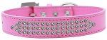Three Row AB Crystal Dog Collar (Color/Size: Bright Pink Size 12)