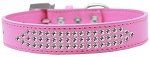 Three Row Clear Crystal Dog Collar (Color/Size: Bright Pink Size 16)