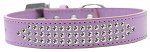Three Row Clear Crystal Dog Collar (Color/Size: Lavender Size 16)