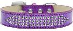Three Row Clear Crystal Ice Cream Dog Collar (Color/Size: Purple Size 12)