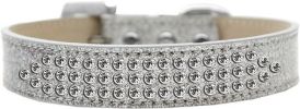 Three Row Clear Crystal Ice Cream Dog Collar