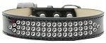 Three Row Clear Crystal Ice Cream Dog Collar (Color/Size: Black Size 16)
