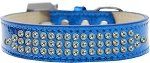 Three Row AB Crystal Ice Cream Dog Collar (Color/Size: Blue Size 16)