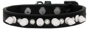 Crystal and White Spikes Dog Collar