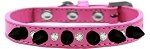 Crystal and Black Spikes Dog Collar (Color/Size: Bright Pink Size 16)