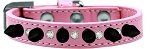 Crystal and Black Spikes Dog Collar (Color/Size: Light Pink Size 16)