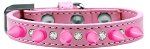 Crystal and Bright Pink Spikes Dog Collar (Color/Size: Light Pink Size 16)