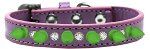 Crystal and Neon Green Spikes Dog Collar (Color/Size: Lavender Size 16)