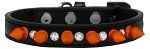 Crystal and Neon Orange Spikes Dog Collar (Color/Size: Black Size 16)