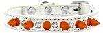 Crystal and Neon Orange Spikes Dog Collar (Color/Size: White Size 16)