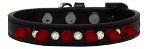 Crystal and Red Spikes Dog Collar (Color/Size: Black Size 16)