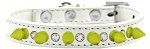 Crystal and Neon Yellow Spikes Dog Collar (Color/Size: White Size 16)