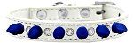 Crystal and Blue Spikes Dog Collar (Color/Size: White Size 12)