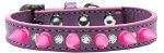 Crystal and Bright Pink Spikes Dog Collar (Color/Size: Lavender Size 10)