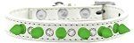 Crystal and Neon Green Spikes Dog Collar (Color/Size: White Size 10)