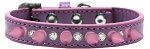 Crystal and Light Pink Spikes Dog Collar (Color/Size: Lavender Size 12)