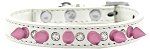 Crystal and Light Pink Spikes Dog Collar (Color/Size: White Size 10)