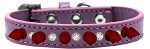 Crystal and Red Spikes Dog Collar (Color/Size: Lavender Size 10)