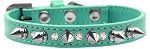 Crystal and Silver Spikes Dog Collar (Color/Size: Aqua Size 10)