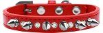 Crystal and Silver Spikes Dog Collar (Color/Size: Red Size 10)