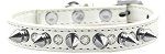 Crystal and Silver Spikes Dog Collar (Color/Size: White Size 10)