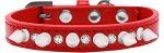 Crystal and White Spikes Dog Collar (Color/Size: Red Size 10)