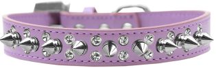Double Crystal and Silver Spikes Dog Collar