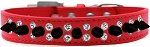 Double Crystal and Black Spikes Dog Collar (Color/Size: Red Size 18)