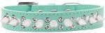 Double Crystal and White Spikes Dog Collar (Color/Size: Aqua Size 18)