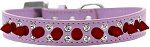 Double Crystal and Red Spikes Dog Collar (Color/Size: Lavender Size 14)