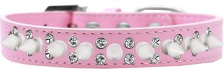 Double Crystal and White Spikes Dog Collar