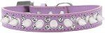Double Crystal and White Spikes Dog Collar (Color/Size: Lavender Size 12)