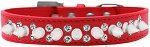 Double Crystal and White Spikes Dog Collar (Color/Size: Red Size 12)