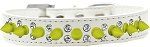Double Crystal and Neon Yellow Spikes Dog Collar (Color/Size: White Size 12)