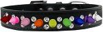Double Crystal with Rainbow Spikes Dog Collar (Color/Size: Black Size 14)