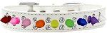 Double Crystal with Rainbow Spikes Dog Collar (Color/Size: White Size 14)