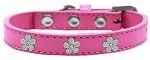 Silver Flower Widget Dog Collar (Color/Size: Bright Pink Size 16)