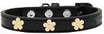 Gold Flower Widget Dog Collar (Color/Size: Black Size 16)